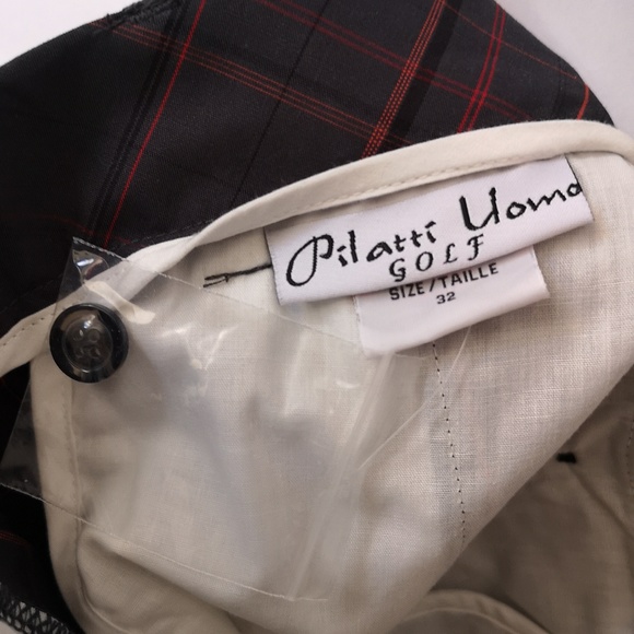 Men's NWOT Pilatti Uomo Golf Shorts Size 32 Gray & Red Plaid 100% Cotton - Picture 6 of 7
